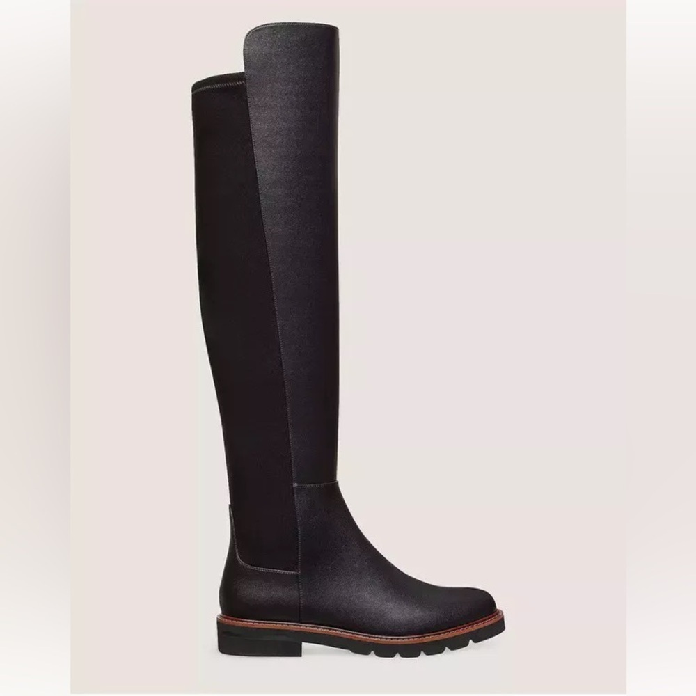 New Stuart Weitzman Adrina City Boot Over The Knee 5050 Black Leather Sz 7.5